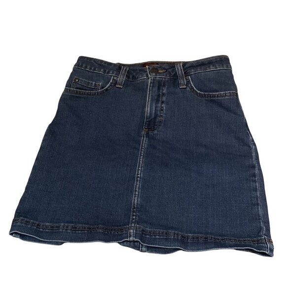 Vintage Lee Denim Blue Jean Skort Women's A-Line Style Back Pockets Size S - Picture 2 of 15